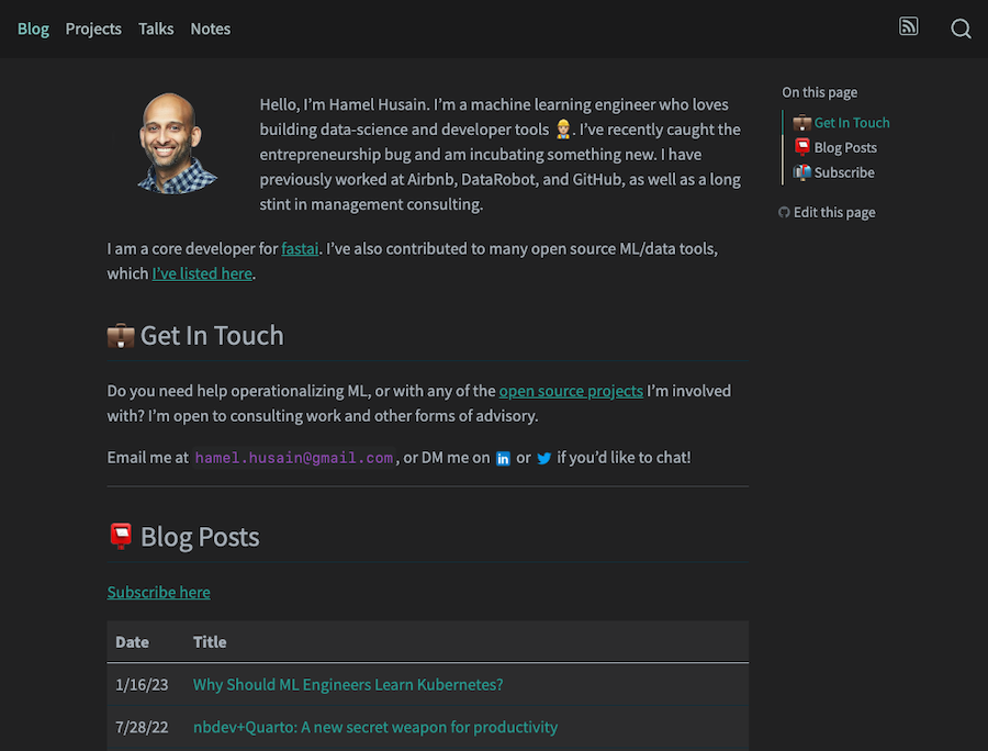 Hamel Husain's site screenshot