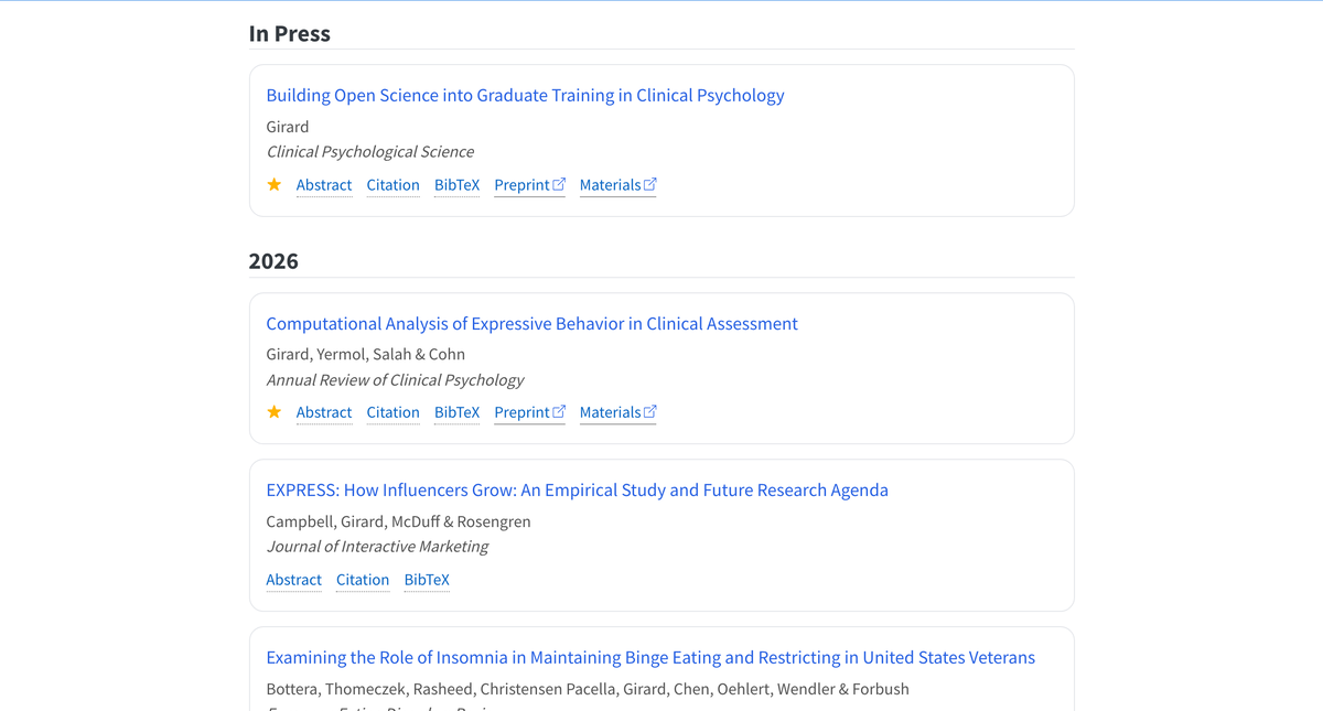 AffCom Lab publications listing page.