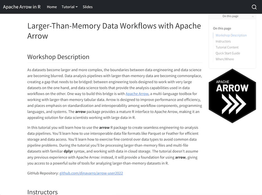 LTM Data Workflows with Arrow screenshot