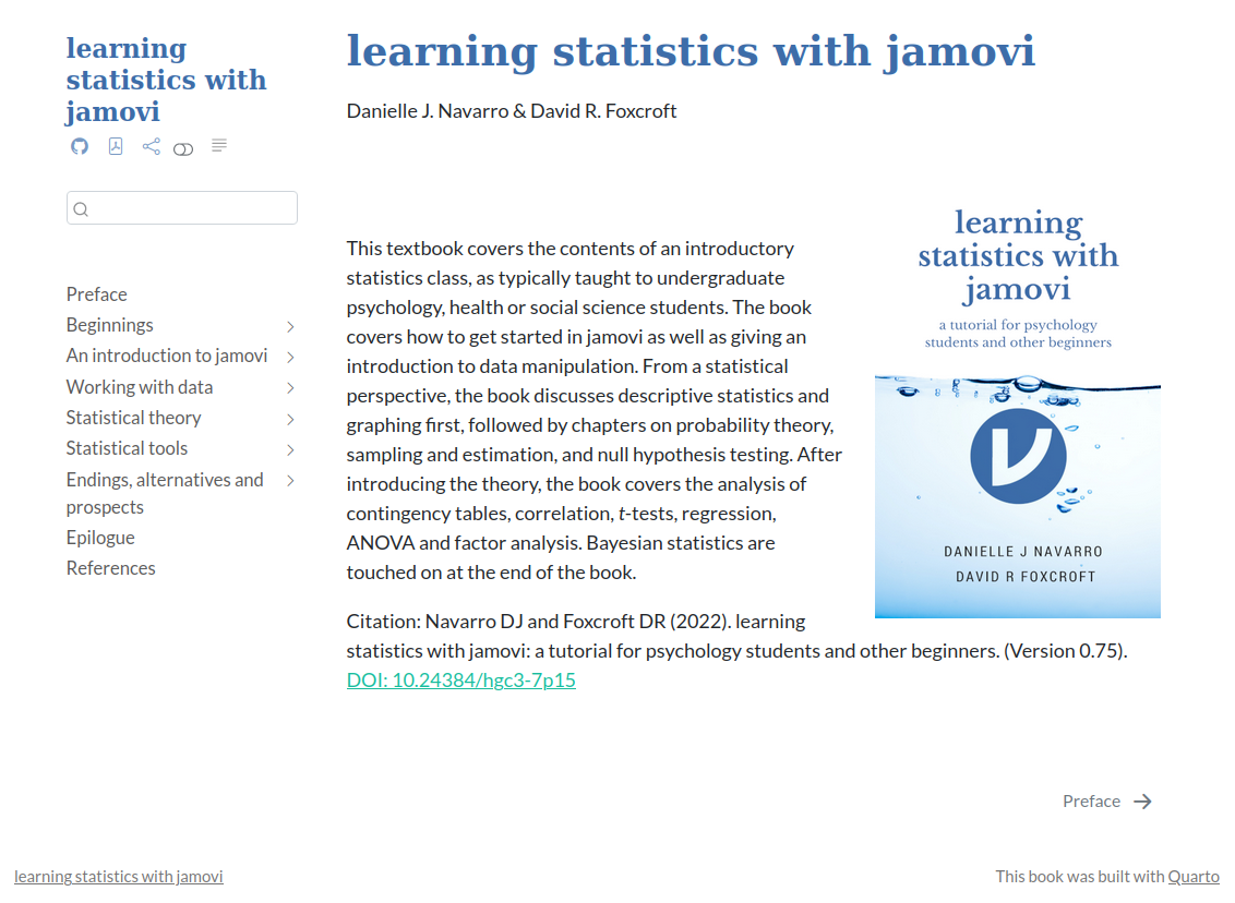 learning statistics with jamovi screenshot