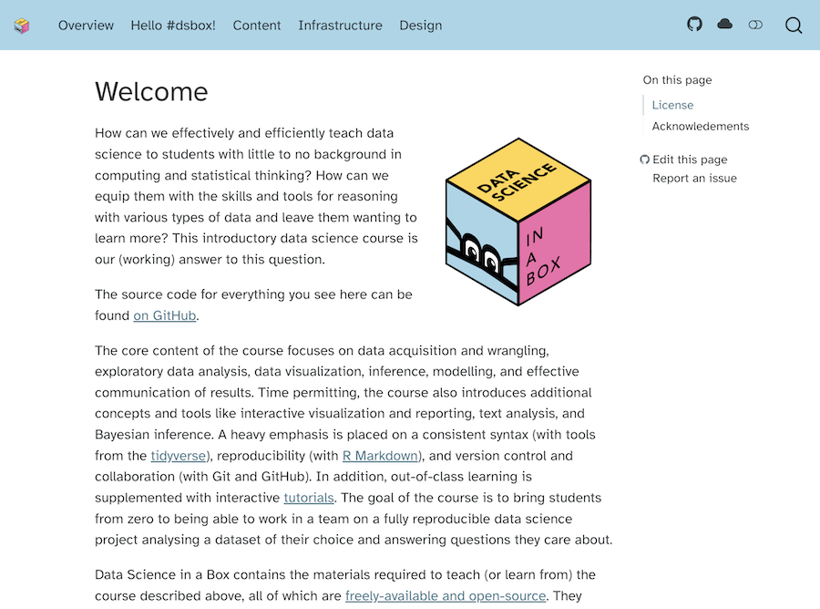 Data Science in a Box screenshot