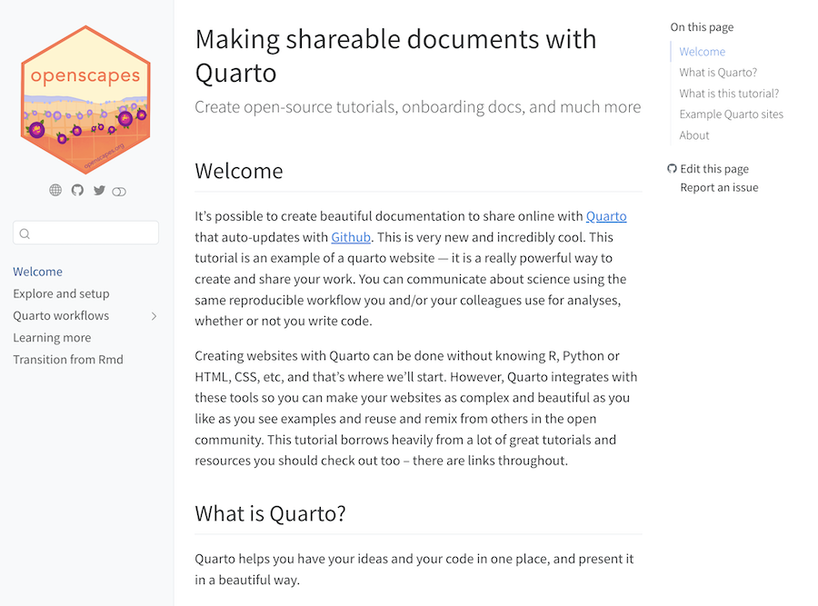 Making shareable docs with Quarto screenshot